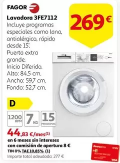 Oferta de Fagor - Lavadora 3fe7112 por 269€ en Alcampo