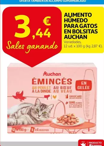 Oferta de Auchan - Alimento Humedo Para Gatos En Bolsitas por 3,44€ en Alcampo