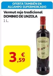 Oferta de Vermut Rojo Tradicional Dominio De Unzola por 3,59€ en Alcampo