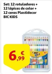 Oferta de Plastidecor - Set: 12 Rotuladores + 12 Lápices De Color + 12 Ceras por 6,99€ en Alcampo