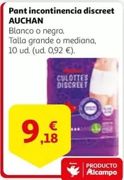 Oferta de Auchan - Pant Incontinencia Discreet por 9,18€ en Alcampo