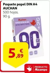 Oferta de Auchan - Paquete Papel Din A4 por 5,89€ en Alcampo