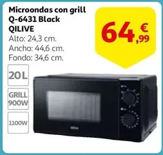 Oferta de Qilive - Microondas Con Grill Q-6431 Black por 64,99€ en Alcampo