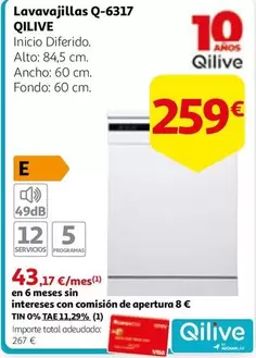 Oferta de Qilive - Lavavajillas Q-6317 por 259€ en Alcampo