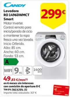 Oferta de Candy - Lavadora RO 1496DWMCT por 299€ en Alcampo