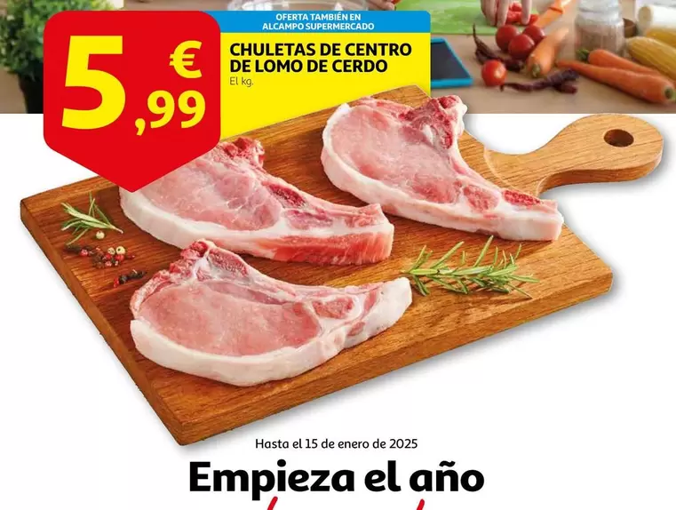 Oferta de Alcampo - Chuletas De Centro De Lomo De Cerdo por 5,99€ en Alcampo