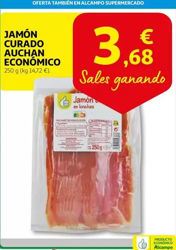 Oferta de Auchan - Jamón Curado Económico por 3,68€ en Alcampo