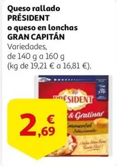 Oferta de Président - Queso Rallado O Queso En Lonchas por 2,69€ en Alcampo