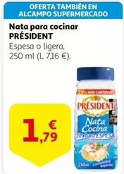 Oferta de Président - Nata Para Cocinar por 1,79€ en Alcampo