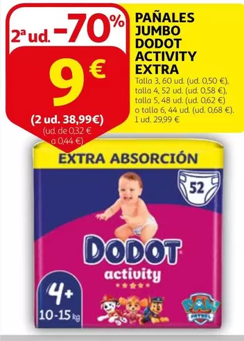 Oferta de Dodot - Pañales Jumbo  Extra por 9€ en Alcampo