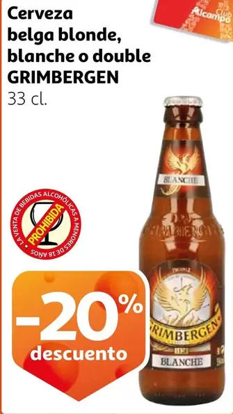 Oferta de Grimbergen - Cerveza Belga Blonde, Blanche O Double en Alcampo