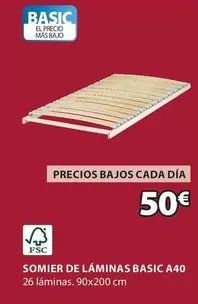 Oferta de Basic - Somier De Láminas Basic A40 por 50€ en JYSK