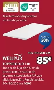 Oferta de Wellpur - Topper Gold T30 por 85€ en JYSK