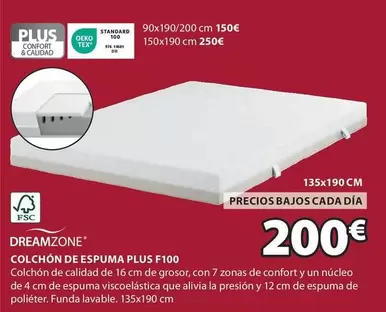 Oferta de Dreamzone - Colchon De Espuma Plus F100 por 200€ en JYSK