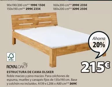 Oferta de Royal Oak - Estructura De Cama Olsker por 215€ en JYSK