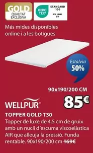 Oferta de Wellpur - Topper Gold T30 por 85€ en JYSK