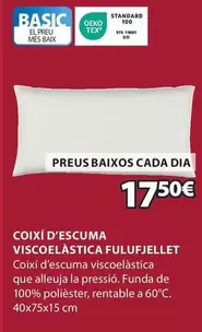 Oferta de Basic - Coixi D'escuma Viscoelastica Fulufjellet por 17,5€ en JYSK