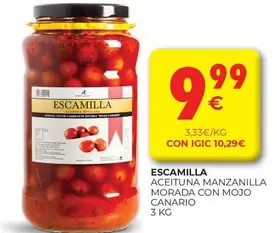 Oferta de Escamilla - Aceituna Manzanilla Morda Con Mojo Canario por 9,99€ en CashDiplo