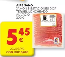 Oferta de Aire Sano - Jamon 8 Estaciones Dop Teruel Loncheado Al Vacio por 5,45€ en CashDiplo