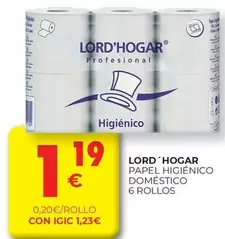 Oferta de Lord'Hogar - Papel Higienico Domestico 6 Rollos por 1,19€ en CashDiplo