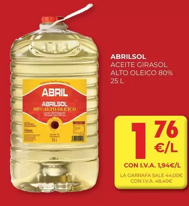 Oferta de Abril - Aceite Girasol Alto Oleico 80% por 1,76€ en CashDiplo