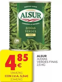 Oferta de Alsur - Judias Verdes Finas por 4,85€ en CashDiplo