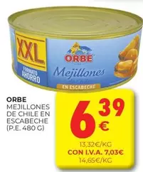 Oferta de Orbe - Mejillones De Chile En Escabeche por 6,39€ en CashDiplo