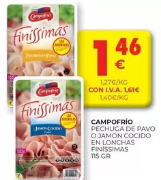 Oferta de Campofrío - Pechuga De Pavo O Jamon Cocido En Lonchas Finissimas por 1,46€ en CashDiplo