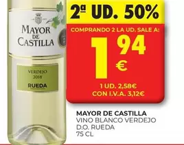 Oferta de Mayor de Castilla - Vino Blanco Verdejo D.o. Rueda por 2,58€ en CashDiplo