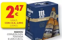 Oferta de Mahou - Cerveza 0,0% Tostada por 2,47€ en CashDiplo