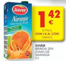 Oferta de Juver - Bebida 20% Zumo De Naranja por 1,42€ en CashDiplo