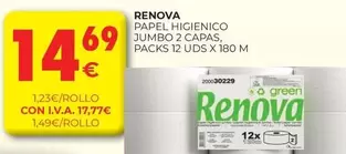 Oferta de Renova - Papel Higienico Jumbo 2 Capas por 14,69€ en CashDiplo