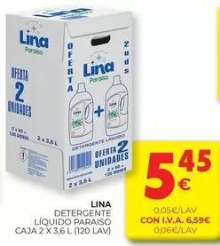 Oferta de Lina - Detergente Líquido Paraiso por 5,45€ en CashDiplo