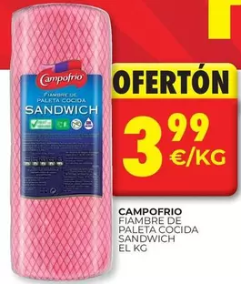 Oferta de Campofrío - Fiambre De Paleta Cocida Sandwich por 3,99€ en CashDiplo