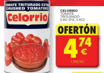 Oferta de Celorrio - Tomate Triturado por 4,74€ en CashDiplo