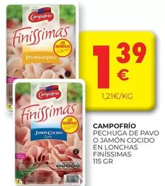 Oferta de Campofrío - Pechuga De Pavo O Jamon Cocido En Lonchas Finissimas por 1,39€ en CashDiplo