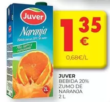 Oferta de Juver - Bebida 20% Zumo De Naranja por 1,35€ en CashDiplo