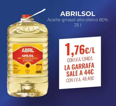 Oferta de Abrilsol - Aceite Girasol Alto Oleico 80% por 1,76€ en CashDiplo