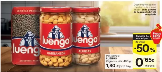 Oferta de Luengo - Cigrons Cuits por 1,3€ en Caprabo