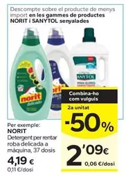 Oferta de Norit - Detergent Per Rentar Roba Delicada A Maquina por 4,19€ en Caprabo