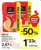 Oferta de Gallo - Macarrones Ploma Núm. 6 por 2,67€ en Caprabo