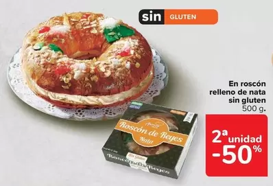 Oferta de En Roscon Relleno De Nata Sin Gluten en Carrefour Market