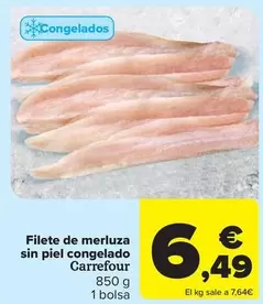 Oferta de Carrefour - Filete De Merluza Sin Piel Congelado por 6,49€ en Carrefour Market