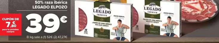 Oferta de Legado ElPozo - 50% Raza Ibérica por 39€ en Carrefour Market