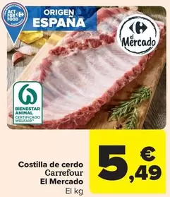 Oferta de Carrefour - Costilla De Cerdo por 5,49€ en Carrefour Market