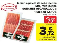 Oferta de Sánchez Alcaraz - Jamón O Paleta De Cebo Ibérico 50% Raza Ibérica por 12,4€ en Carrefour Market