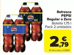 Oferta de Pepsi - Refresco Regular O Zero por 1,75€ en Carrefour Market