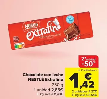 Oferta de Nestlé - Chocolate Con Leche Extrafino por 2,85€ en Carrefour Market