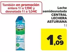 Oferta de Central Lechera Asturiana - Leche Semidesnatada por 1,09€ en Carrefour Market