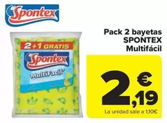 Oferta de Spontex - Pack 2 Bayetas Multifacil por 2,19€ en Carrefour Market